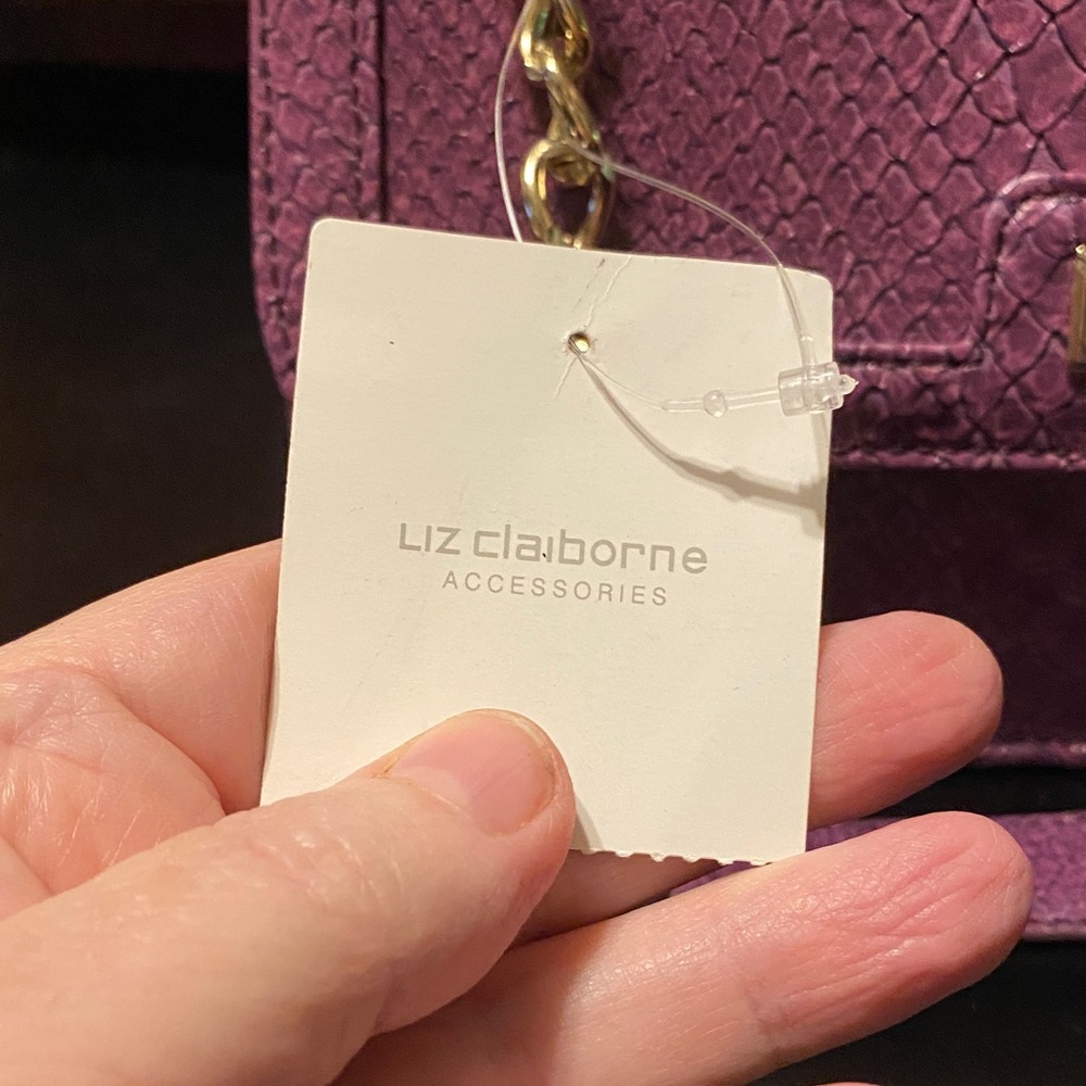 Plum Vintage Liz Claiborne Crocodile-Embossed Chain Bag - Picture 9 of 16